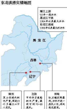 受持續(xù)降雨的影響，嫩江、松花江、黑龍江等3條大江同時出現(xiàn)超警戒水位的流域性大洪水