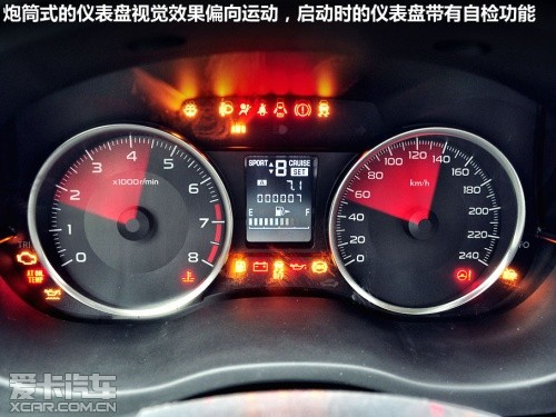 2012款斯巴魯XV啟動時的儀表盤